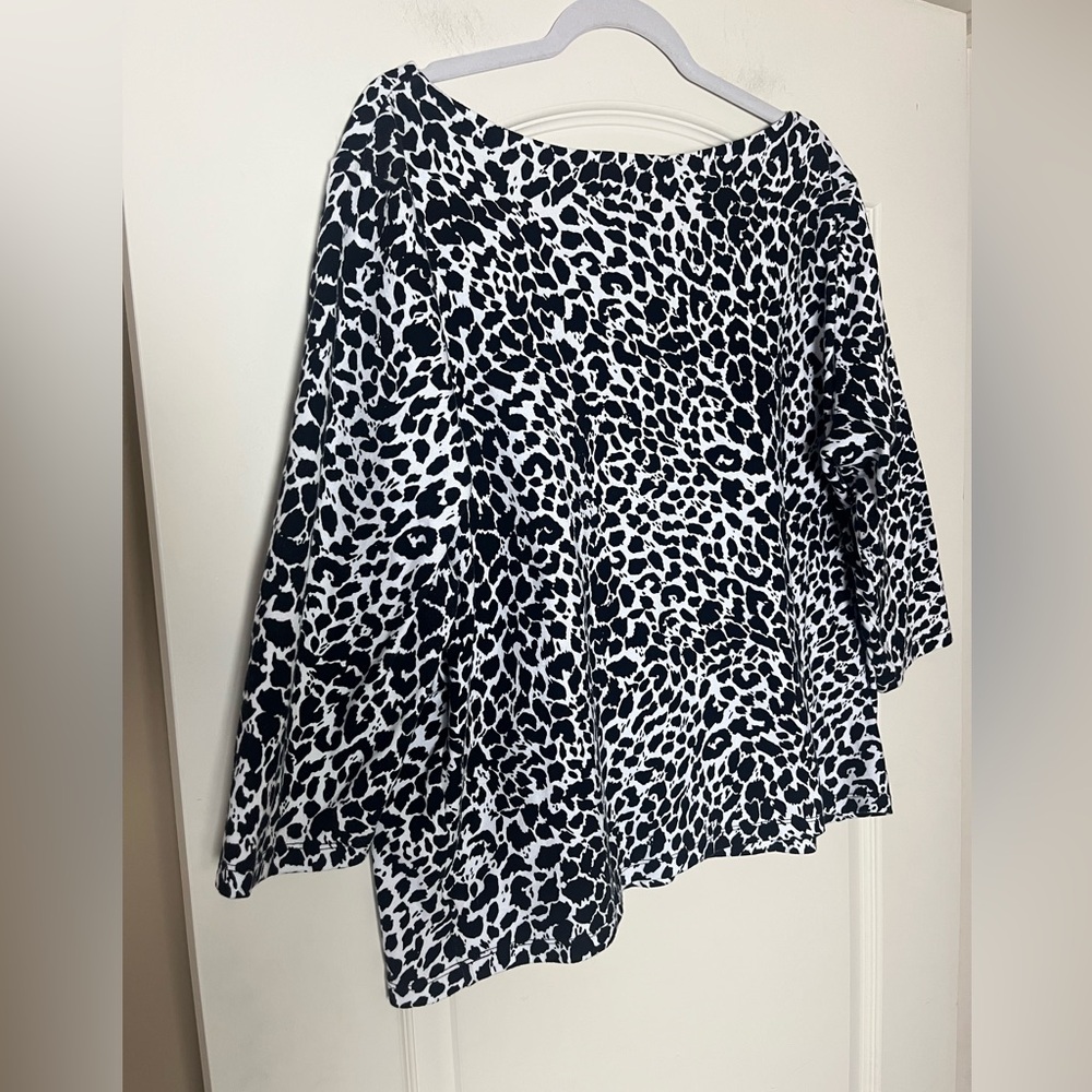 Jones New York Signature Stylish Black and White Leopard Print Women's Top 2X - Picture 13 of 13